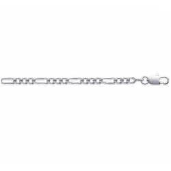 Chaîne 50CM X 4mm Maille Figaro Diamantée Argent Massif RHODIUM