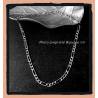 Chaîne 50CM X 5mm Maille Figaro Diamantée En Argent Massif RHODIUM