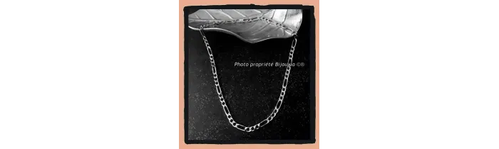 Chaîne 60CM X 5mm Maille Figaro Diamantée En Argent Massif RHODIUM