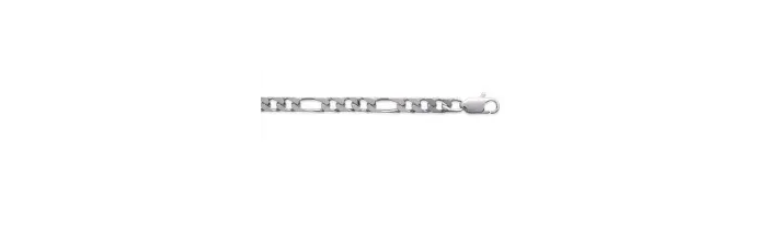 Chaîne 55CM X 6mm Maille Alternée 1-3 En Argent Massif RHODIUM