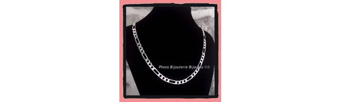 Chaîne 55CM X 6mm Maille Alternée 1-3 En Argent Massif RHODIUM