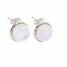Boucles d'oreilles Puces Pierre de Lune 10MM & Argent Massif Rhodié 925/1000