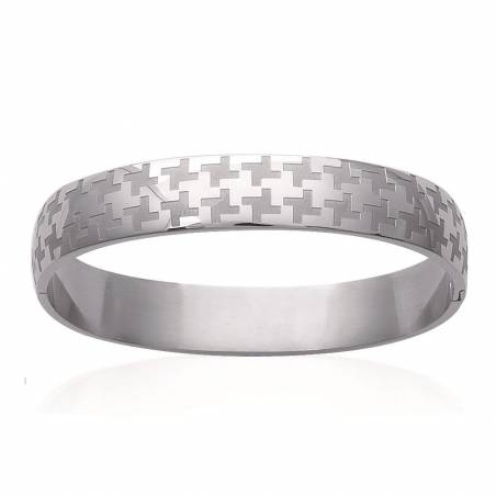 Bracelet Jonc Ouvrant Motifs Ciselés En Acier Inoxydable Bijou Femme
