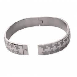 Bracelet Jonc Ouvrant Motifs Ciselés En Acier Inoxydable Bijou Femme