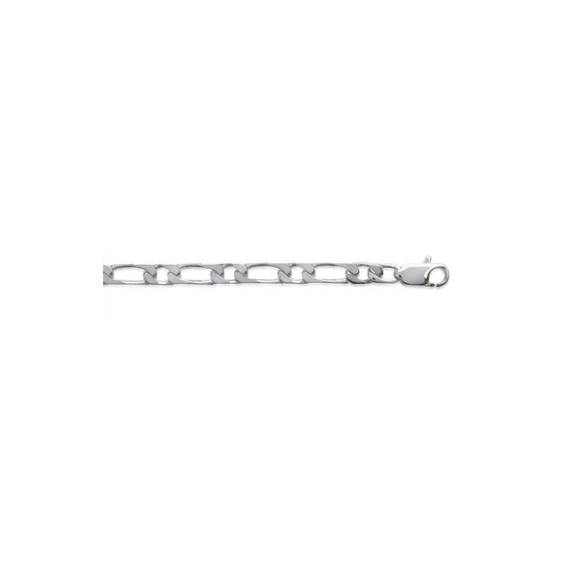 Bracelet 21CM x 5MM Maille Figaro Alternée 1-1 Argent Massif 925/1000