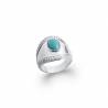 Bague Large Pierre Cabochon Turquoise Argent Massif 925/1000 Rhodié T50 à T60
