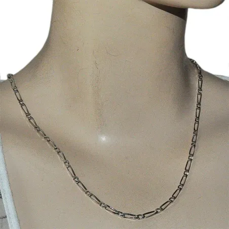Chaîne En Argent Massif 925 Rhodié - Modèle Figaro 1-1, Longueur 50 Cm, Maille 3 Mm - Bijou élégant Et Intemporel