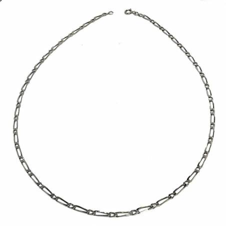 Chaîne 50CM X 3MM Maille Figaro 1-1 Argent Massif Rhodium Haute Qualité