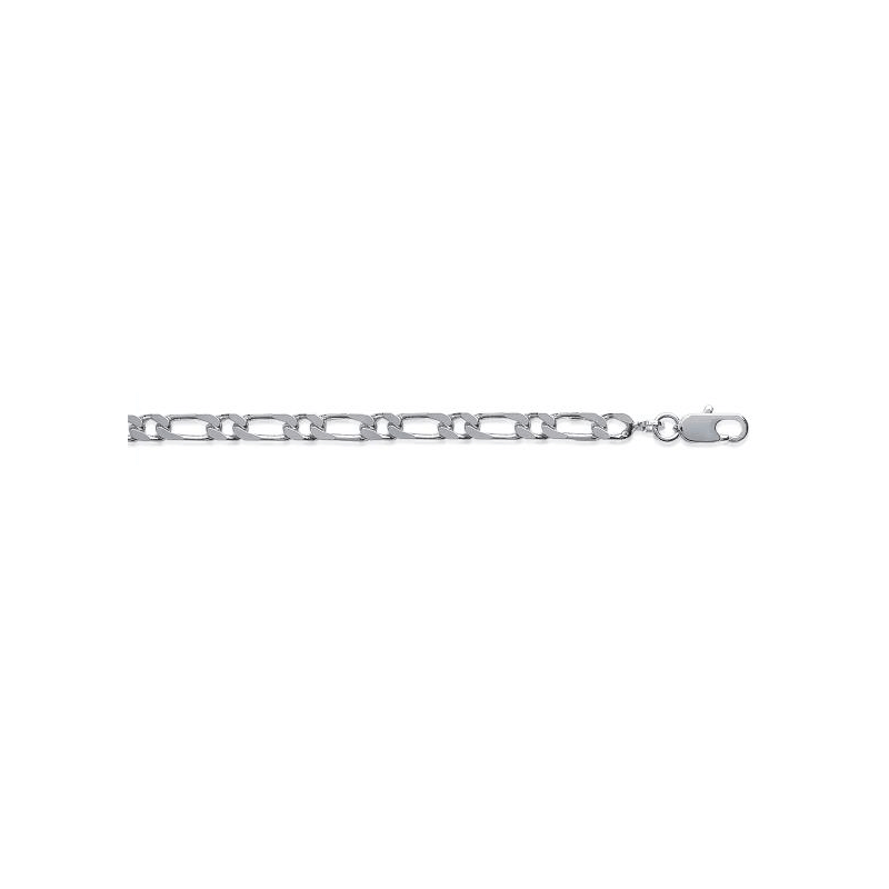 Bracelet 21CM X 3MM Maille Figaro 1-1 Argent Massif Rhodium Haute Qualité