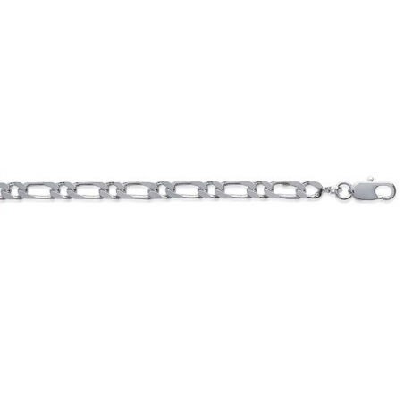 Bracelet 21CM X 3MM Maille Figaro 1-1 Argent Massif Rhodium Haute Qualité