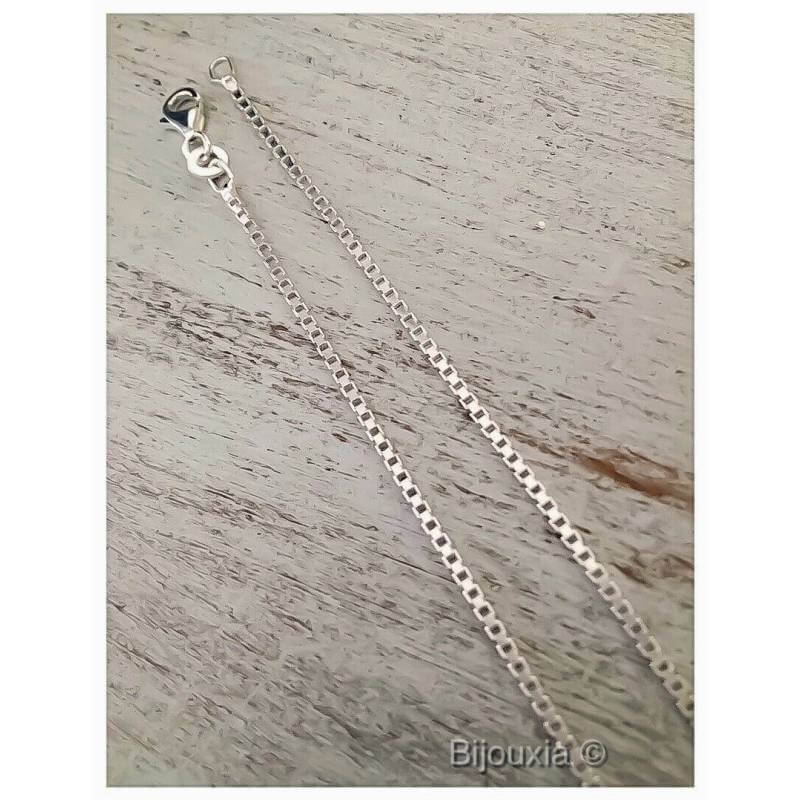Chaîne Fine 50cm X 1mm Maille Vénitienne Argent Massif 925