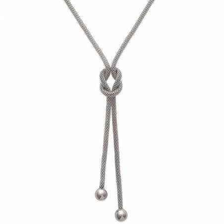 Collier Double Chaînes Maille Serpent Avec Nœud En Acier Inoxydable