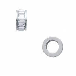 Collier Pendentif Perle Serti Cristal Blanc Oxyde de Zirconium Acier inoxydable