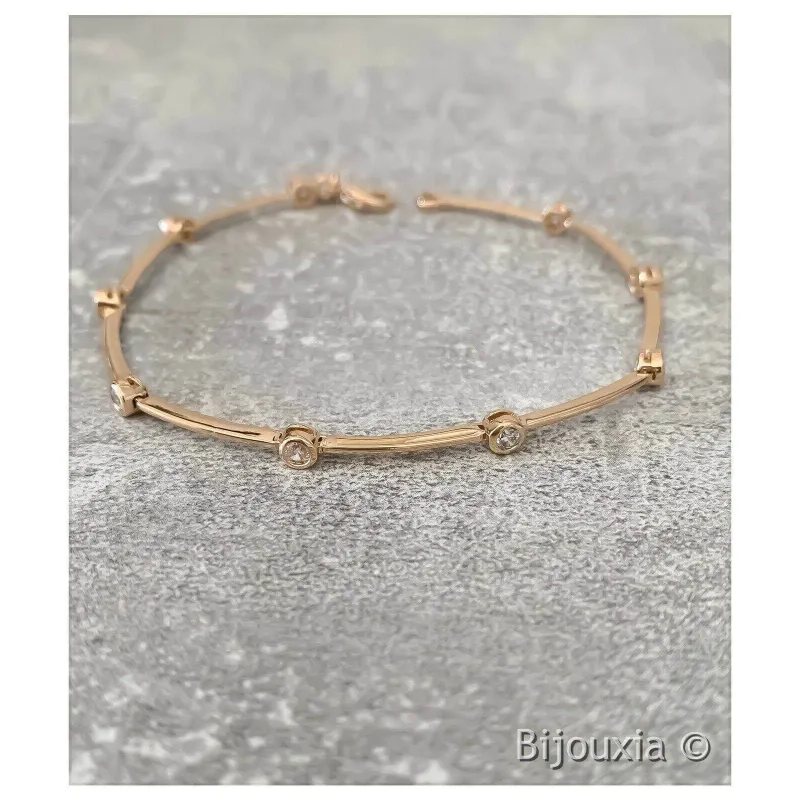 Bracelet Empierré Cristal Blanc Zirconium Plaqué Or 18 Carats 750/1000
