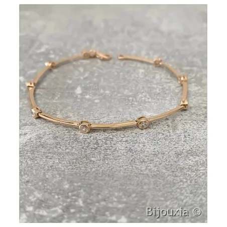 Bracelet Empierré Cristal Blanc Zirconium Plaqué Or 18 Carats 750/1000