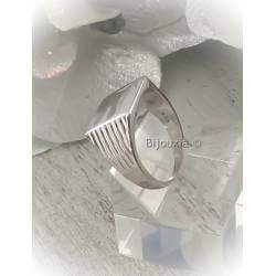 Bague Chevalière En Argent Massif 925/1000 Rhodié T50 à 68