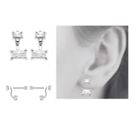 Boucles D'oreilles Lobes 'Lune' En Argent 925 Rhodié - Ajourées, Neuf Avec étiquettes