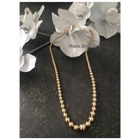 Collier Maille Boule En Chute 45CM En Plaqué Or 18 Carats