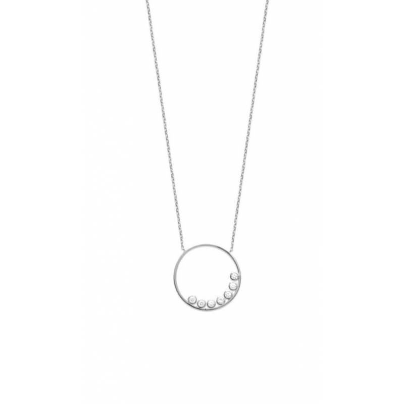 Collier Ronde de cristaux Oxyde de Zirconium Argent Massif 925/1000