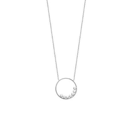Collier Ronde de cristaux Oxyde de Zirconium Argent Massif 925/1000
