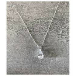 Collier Cristal Zirconium En Goutte D'eau Argent Massif 925/1000 Rhodié
