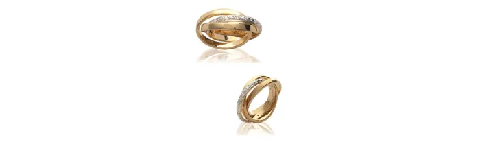 Bague 3 anneaux ZIRCONIUM Plaqué or 18 Carats Bijoux CHOIX