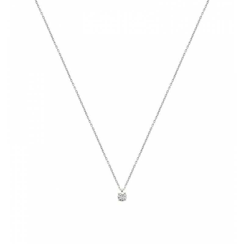 Collier Cristal 5MM Cubic Zirconium En Argent Massif 925/1000 Rhodié