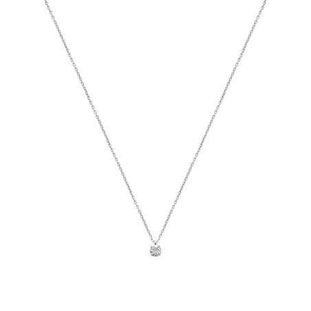Collier Cristal 5MM Cubic Zirconium En Argent Massif 925/1000 Rhodié