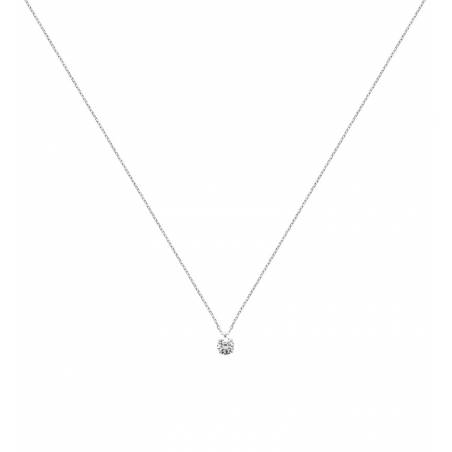 Collier Cristal 6MM Cubic Zirconium En Argent Massif 925/1000 Rhodié