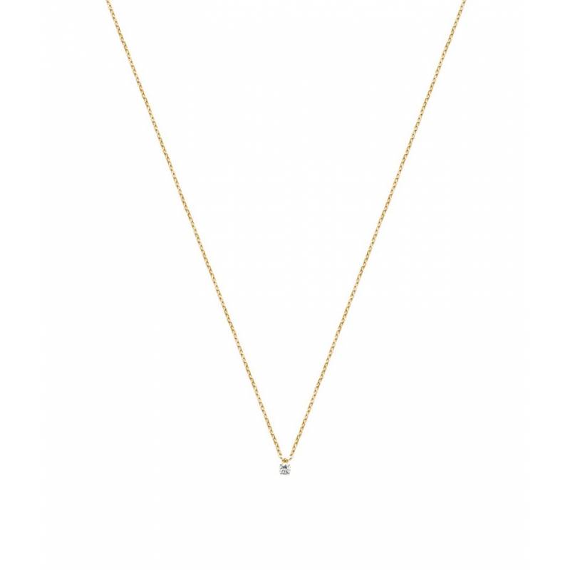 Collier Cristal 3MM Solitaire Zirconium En Plaqué Or 18 Carats