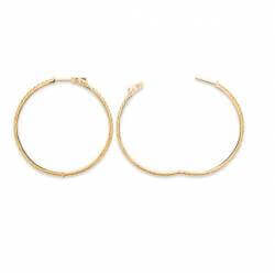 Créoles 5 CM Contour Strié En Plaqué Or 18 Carats 750/1000