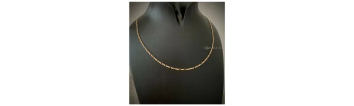 Chaîne Fine Maille Figaro 55cm Plaqué or 18 Carats Bijoux Mixte