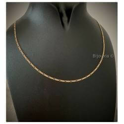 Chaîne Fine Maille Figaro 55cm Plaqué or 18 Carats Bijoux Mixte