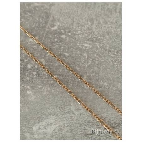 Chaîne Fine 60 cm x 2,20mm Maille Figaro Plaqué or 18 Carats 750/1000 Bijoux