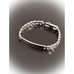 Bracelet HOMME Gravure Identité Gourmette 21 CM X 8MM Argent Massif 925/1000