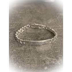 Bracelet HOMME Gravure Identité Gourmette 21 CM X 8MM Argent Massif 925/1000