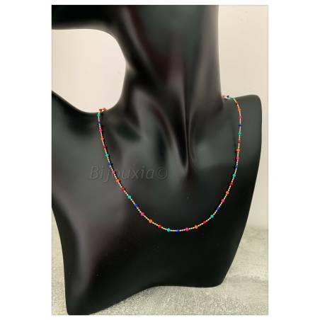 Collier Pierres émail Multicolores Et Plaqué or 18 Carats 750/1000