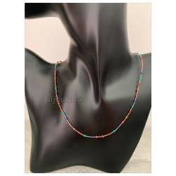 Collier Pierres émail Multicolores Et Plaqué or 18 Carats 750/1000