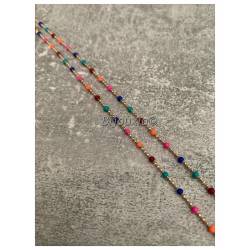Collier Pierres émail Multicolores Et Plaqué or 18 Carats 750/1000