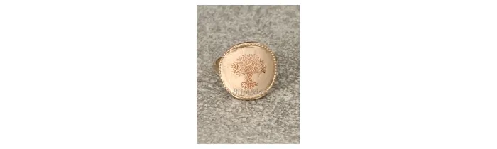 Bague Pièce Médaille Motif Arbre de Vie En Plaqué or 18 Carats T50 à 60