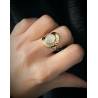 Bague Martelée Sertie Pierre de Lune En Plaqué or 18 CARATS 5 Microns T50 à T60