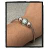 Bracelet CHARMS Perle Bleu Clair Verre de Murano & Boules Argent 925/000 Rhodié