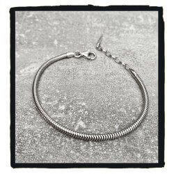 Bracelet CHARMS Perle Bleu Clair Murano & Chaînette Argent 925/000 Rhodié