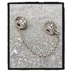 Bracelet CHARMS Perle Bleu Clair Murano & Chaînette Argent 925/000 Rhodié