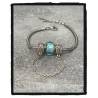 Bracelet CHARMS Perle Bleu Clair Murano & Chaînette Argent 925/000 Rhodié