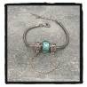 Bracelet CHARMS Perle Bleu Clair Murano & Chaînette Argent 925/000 Rhodié