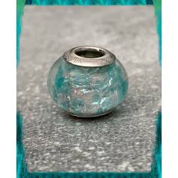 Bracelet CHARMS Perle Bleu Clair Murano & Chaînette Argent 925/000 Rhodié