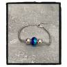 Bracelet CHARMS Perle Bleu Verre de Murano & Boules Argent 925/000 Rhodié