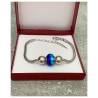 Bracelet CHARMS Perle Bleu Verre de Murano & Boules Argent 925/000 Rhodié