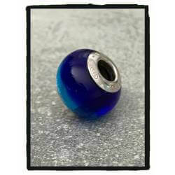 Bracelet CHARMS Perle Bleu Verre de Murano & Boules Argent 925/000 Rhodié